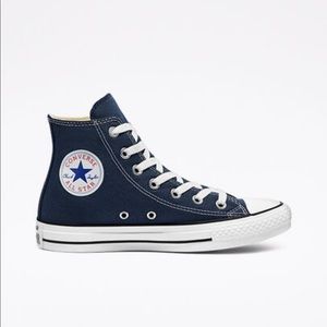 Navy blue high top converse